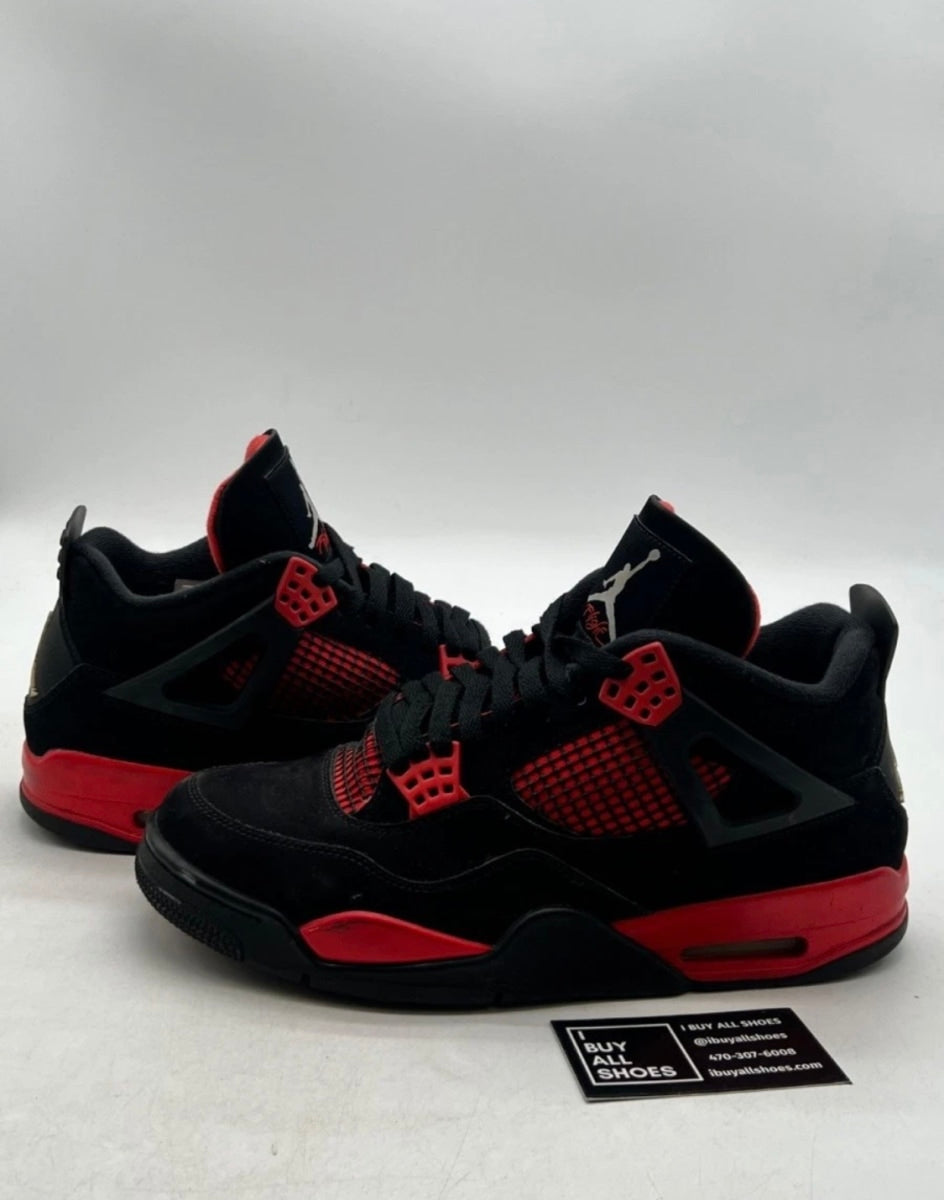 Jordan 4 Retro Red Thunder 10.5 (Heavily Worn Pre-Owned)JordanBlack/Multi-Color-Multi-Color-Crimson - Image 1