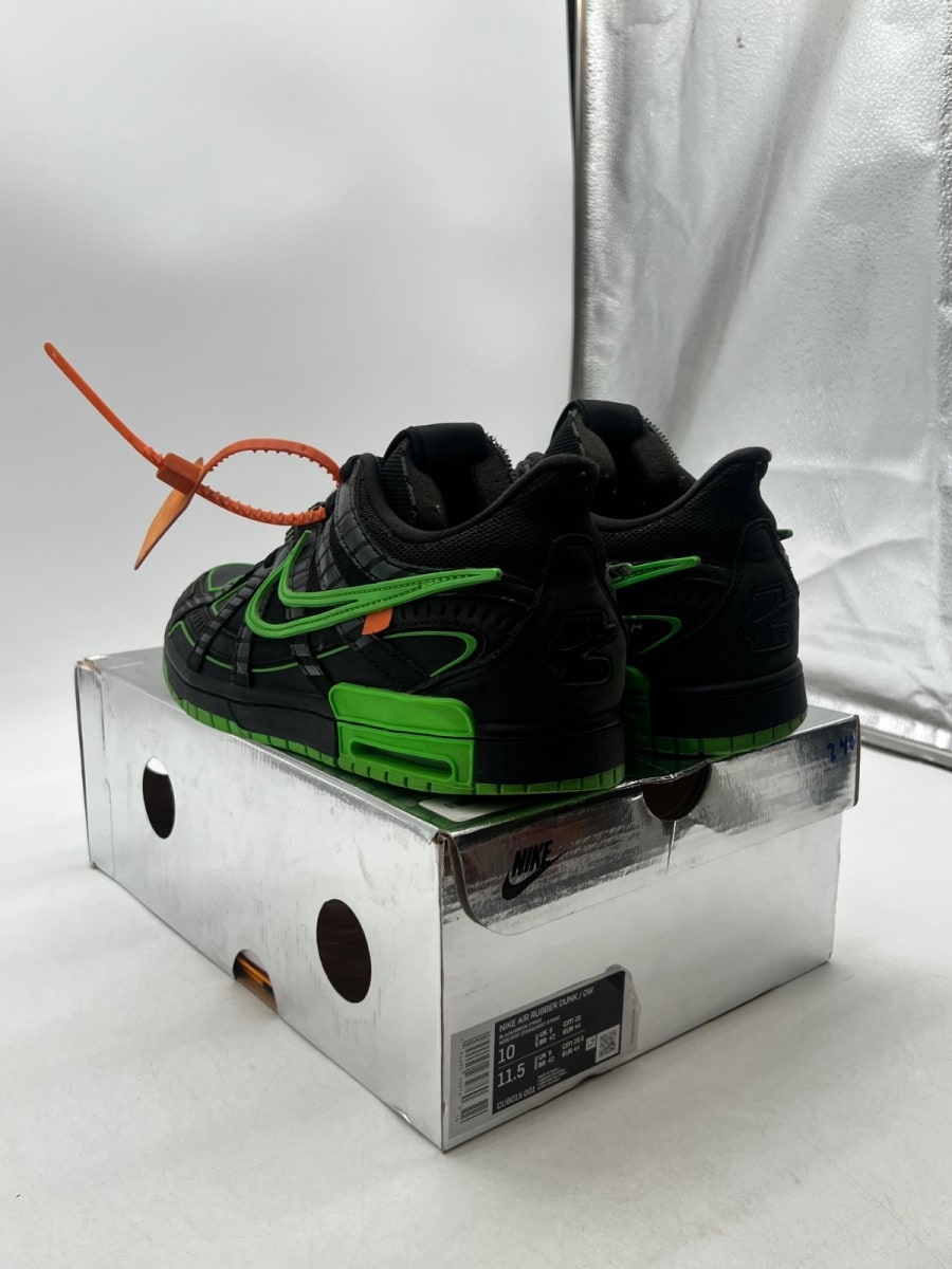 Nike Air Rubber Dunk Off-White Green Strike 10 (Lightly Worn Pre-Owned)NikeBlack/White-Green Strike - Image 6