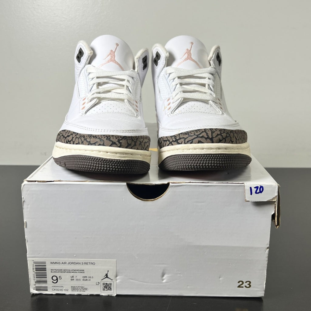 Jordan 3 Retro Neapolitan Dark Mocha (Women's) 9.5W (Lightly Worn Pre-Owned)JordanWhite/Dark Mocha-Atmosphere-Sail - Image 2