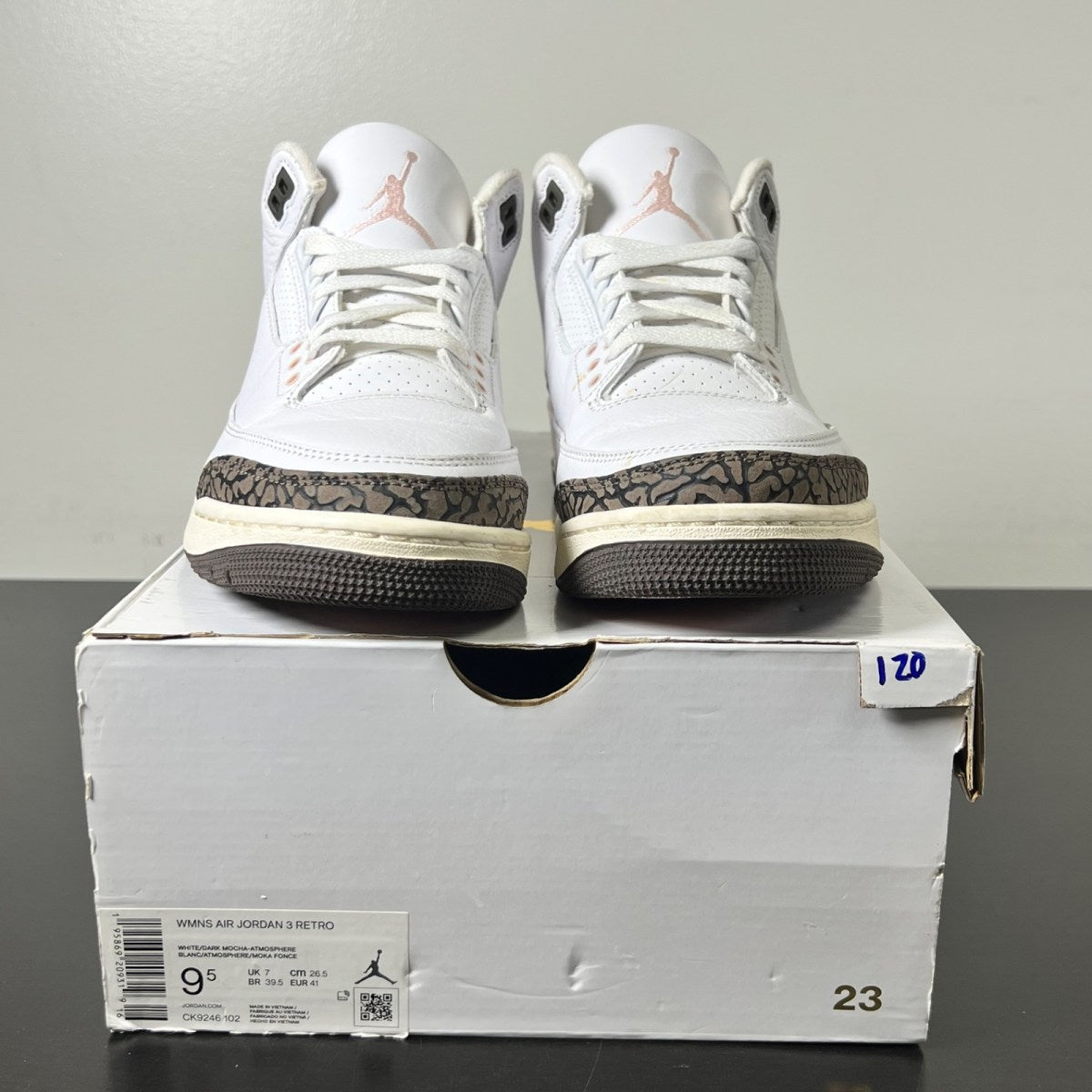 Jordan 3 Retro Neapolitan Dark Mocha (Women's) 9.5W (Lightly Worn Pre-Owned)JordanWhite/Dark Mocha-Atmosphere-Sail - Image 2