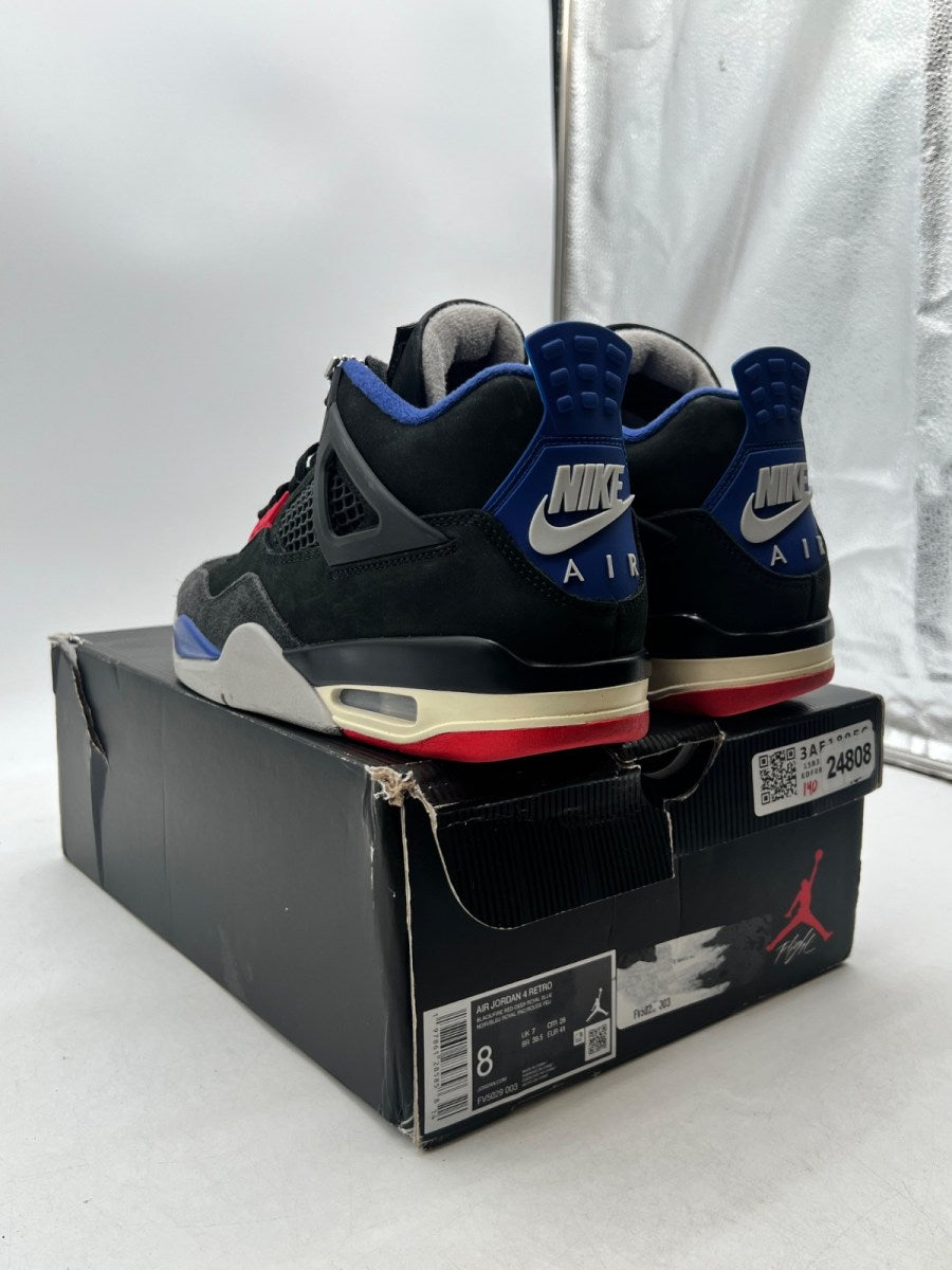 Jordan 4 Retro Rare Air (White Lettering) 8 (Moderately Worn Pre-Owned)JordanBlack/Fire Red/Deep Royal Blue/Dark Smoke Grey/Tech Grey - Image 6