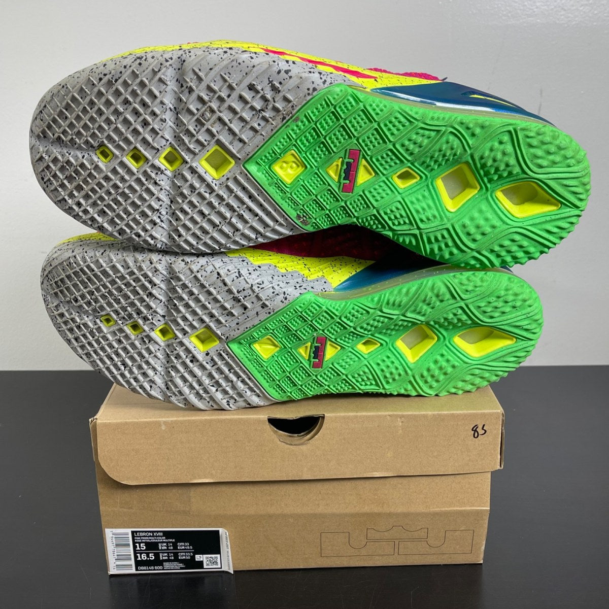 Nike LeBron 18 Los Angeles By Night 15 (Moderately Worn Pre-Owned)NikePink Prime/Multi-Color-Blue Void - Image 5