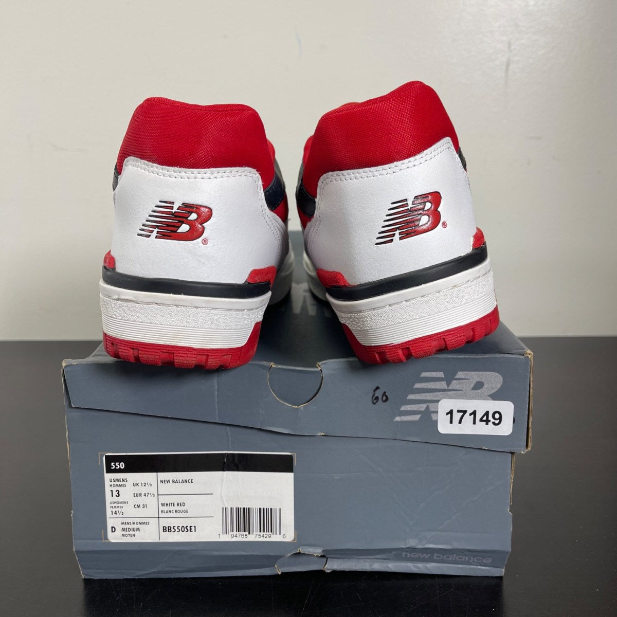 New Balance 550 White Red 13 (Moderately Worn Pre-Owned)New BalanceWhite/Red - Image 4