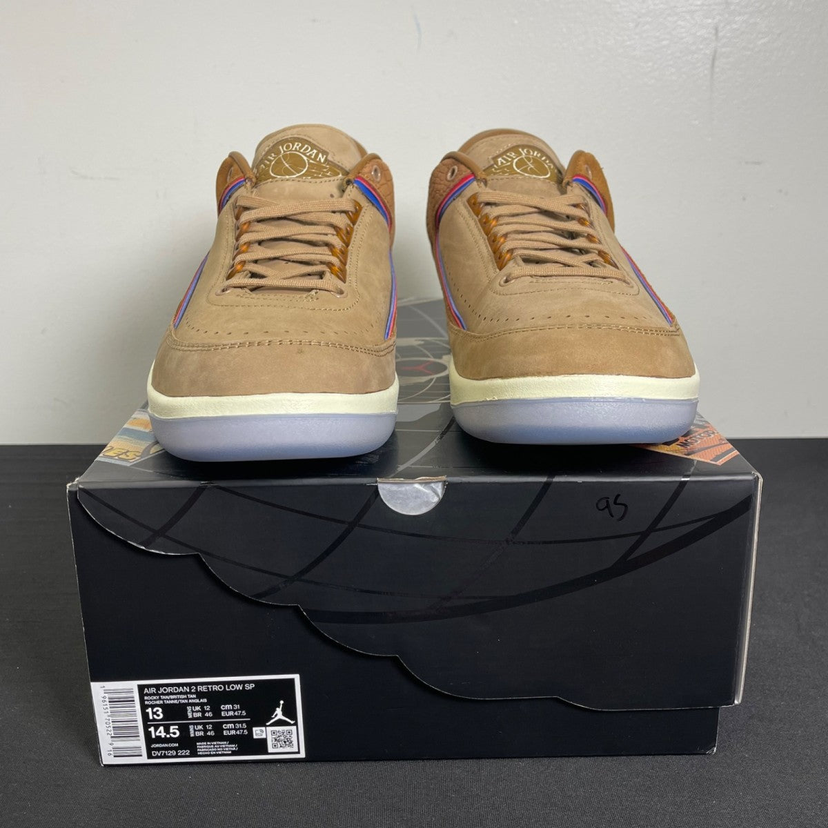 Jordan 2 Retro Low Two 18 13 (Moderately Worn Pre-Owned)JordanRocky Tan/British Tan-Gym Red-Team Royal - Image 2