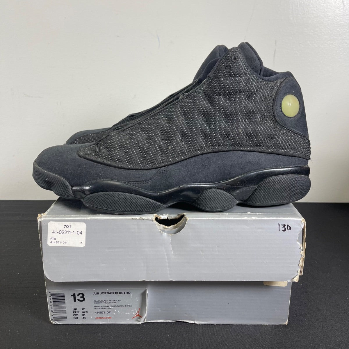 Jordan 13 Retro Black Cat 13 (Moderately Worn Pre-Owned)JordanBlack/Anthracite-Black - Image 3