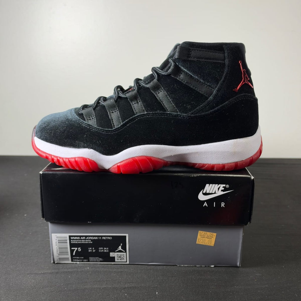 Jordan 11 Retro Bred Velvet (Women's) (Size 7.5W) - aux