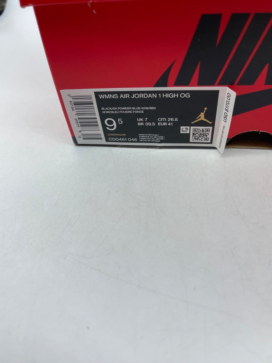 Jordan 1 Retro High NC to Chi (Women's) 9.5W (Moderately Worn Pre-Owned)JordanBlack/Dark Powder Blue-Gym Red - Image 9