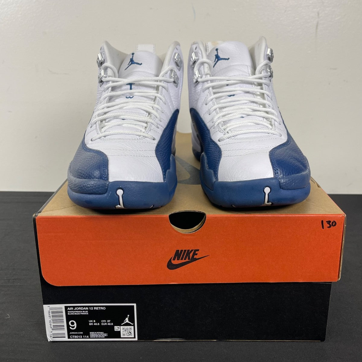 Jordan 12 Retro French Blue (2025) 9 (Moderately Worn Pre-Owned)JordanWhite/French Blue-Metallic Silver-Varsity Red - Image 2