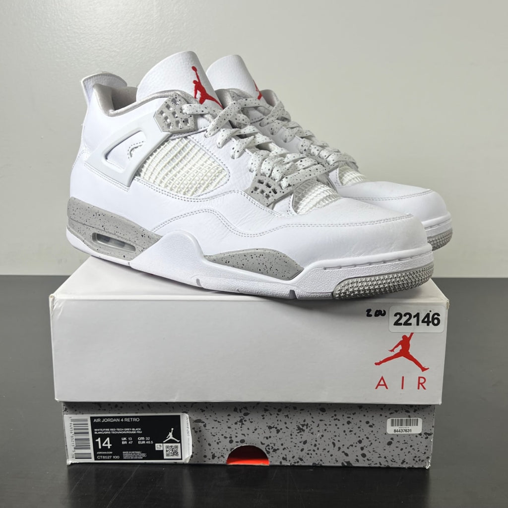 Jordan 4 Retro White Oreo (2021) 14 (Lightly Worn Pre-Owned)JordanWhite/Tech Grey-Black-Fire Red - Image 1
