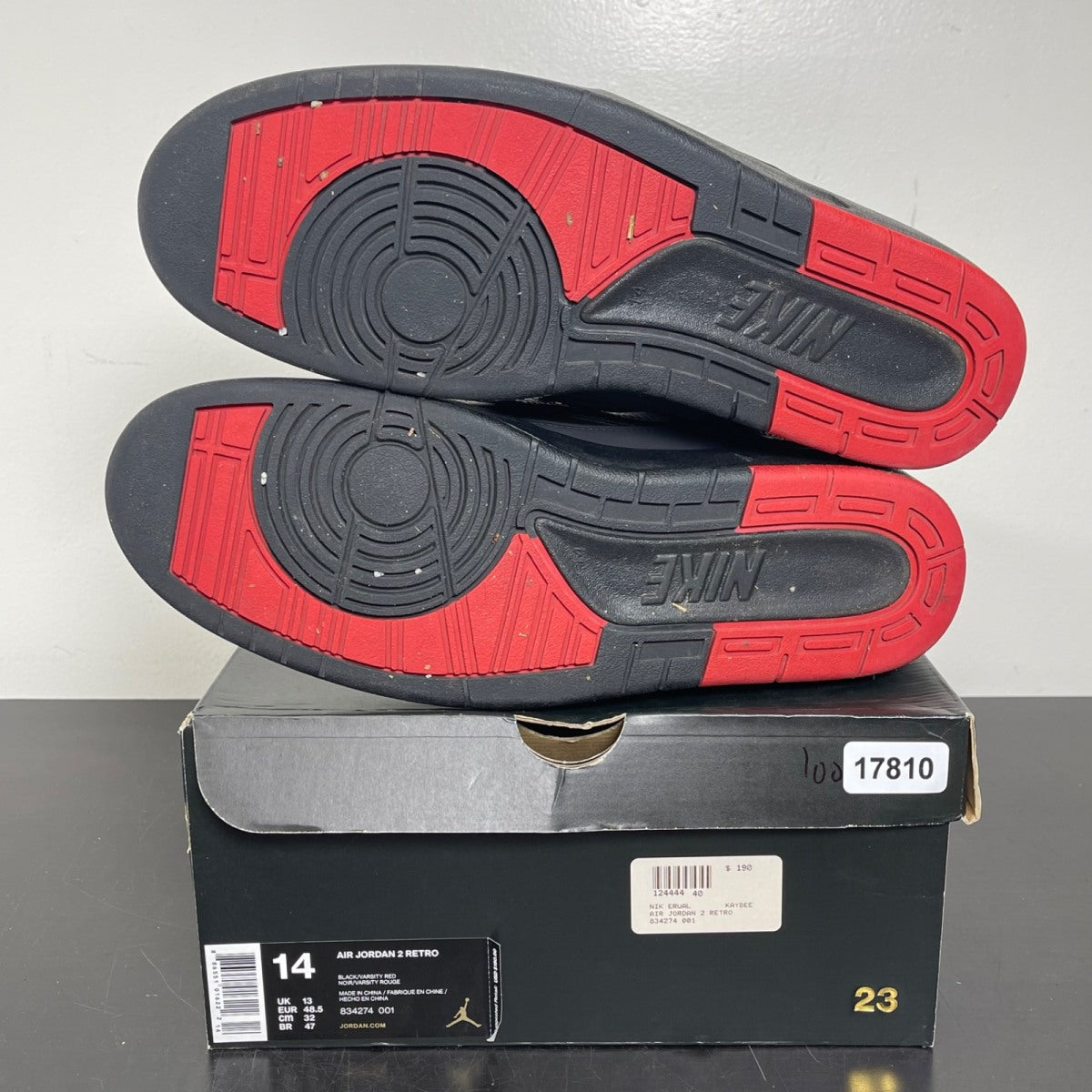 Jordan 2 Retro Alternate 87 14 (Moderately Worn Pre-Owned)JordanBlack/Gym Red-Black - Image 5
