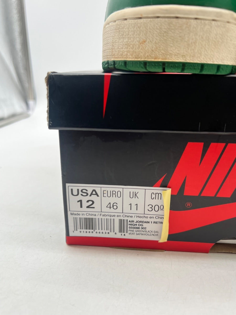 Jordan 1 Retro High Pine Green 12 (Moderately Worn Pre-Owned)JordanPine Green/Sail-Black - Image 6