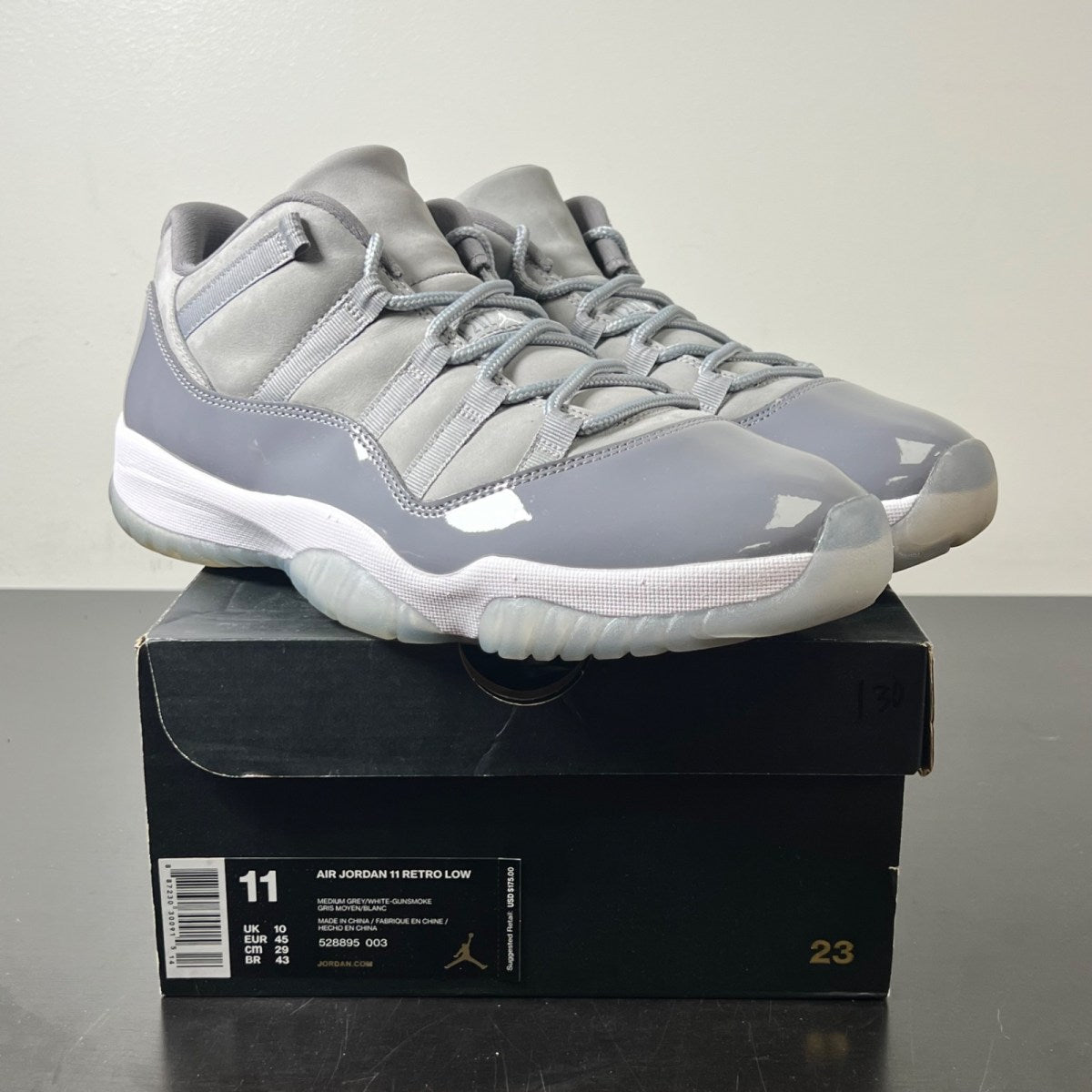 Jordan 11 Retro Low Cool Grey 11 (Lightly Worn Pre-Owned)JordanMedium Grey/White-Gunsmoke - Image 1