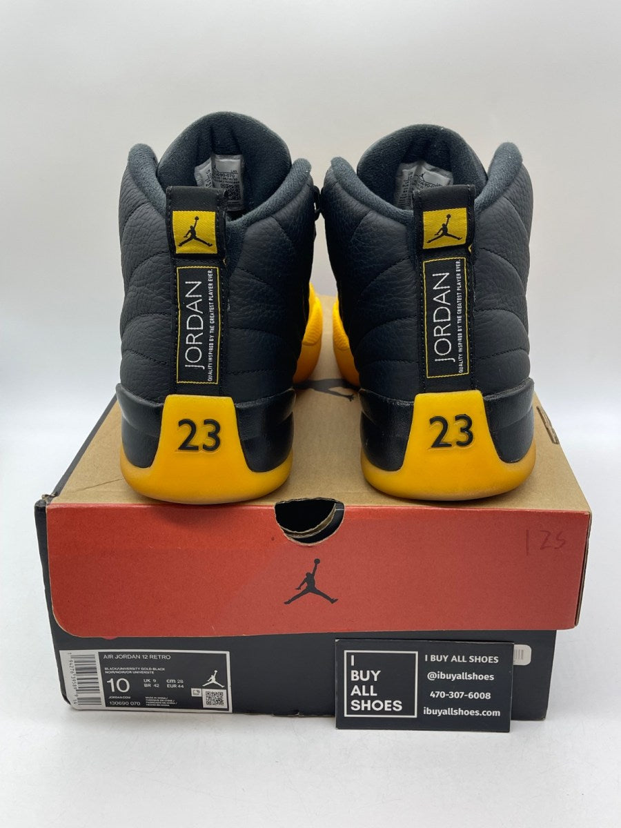 Jordan 12 Retro Black University Gold 10 (Moderately Worn Pre-Owned) - Image 3