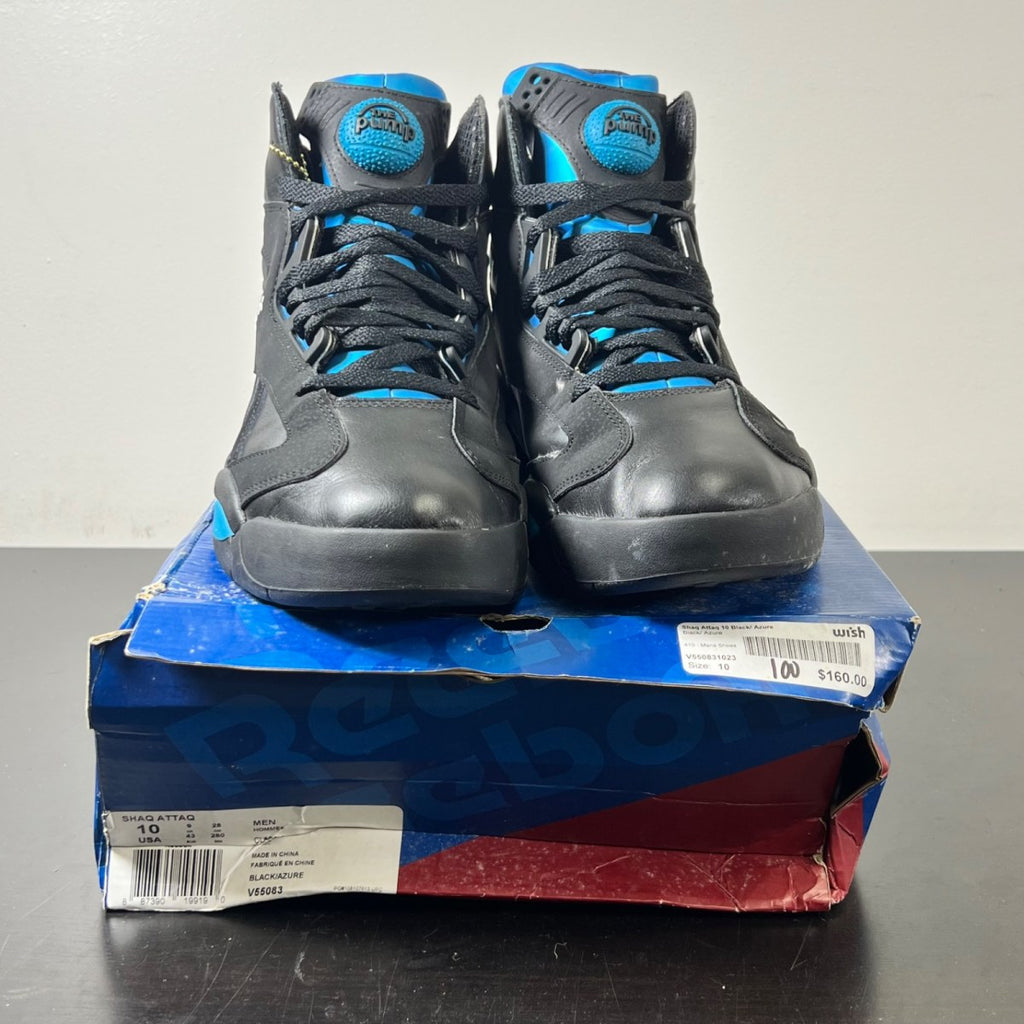 Reebok Shaq Attaq Azure Blue 10 (Lightly Worn Pre-Owned)ReebokBlack/Azure-White - Image 2