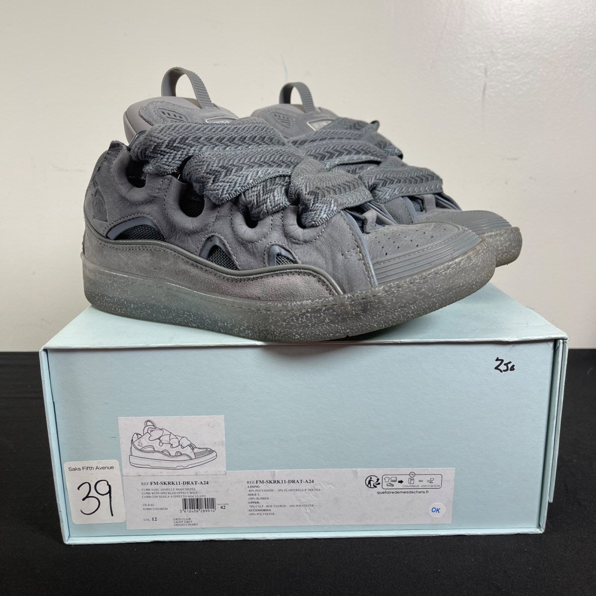 Lanvin Leather Curb Speckled Effect Light Grey 42 (Moderately Worn Pre-Owned)LanvinLight Grey - Image 1