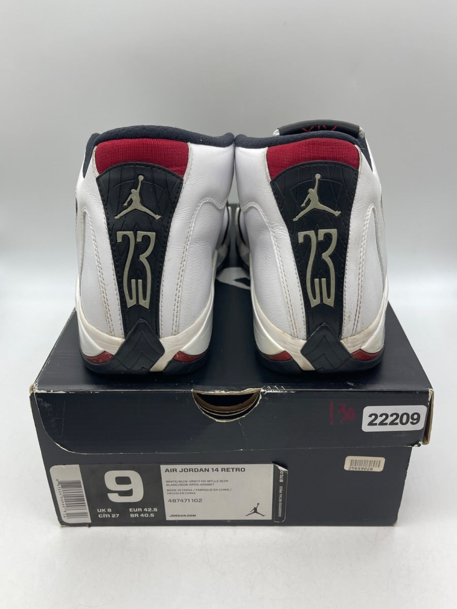 Jordan 14 Retro Black Toe (2014) 9 (Moderately Worn Pre-Owned)JordanWhite/Black-Varsity Red-Metallic Silver - Image 3