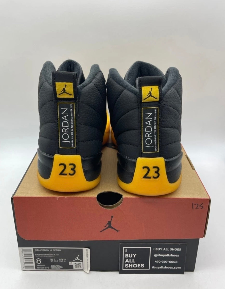 Jordan 12 Retro Black University Gold 8 (Lightly Worn Pre-Owned)JordanBlack/University Gold - Image 3