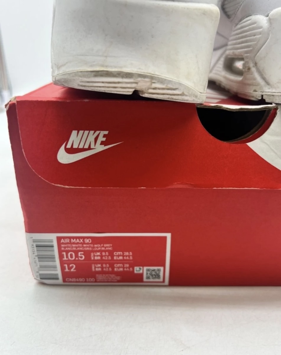 Nike Air Max 90 Recraft Triple White 10.5 (Heavily Worn Pre-Owned)NikeWhite/White-White-Wolf Grey - Image 6