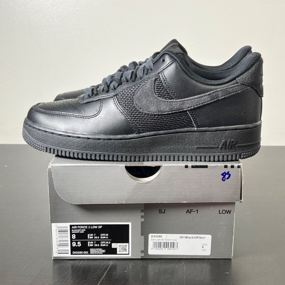 Nike Air Force 1 Low SP Slam Jam Black 8 (Lightly Worn Pre-Owned)NikeBlack/Off Noir - Image 3