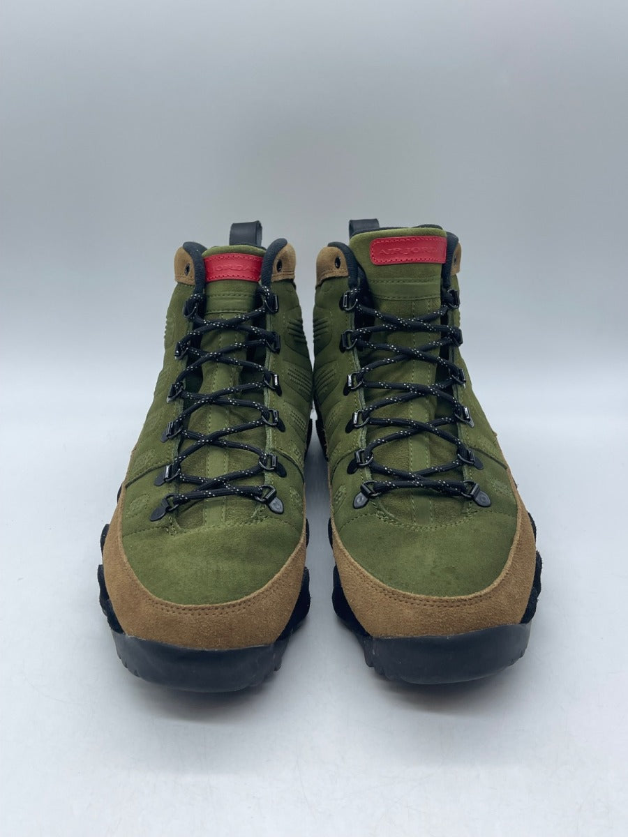 Jordan 9 Retro Boot NRG Military Brown 13 (Moderately Worn Pre-Owned)JordanMilitary Brown/Legion Green-University Red-Black - Image 2