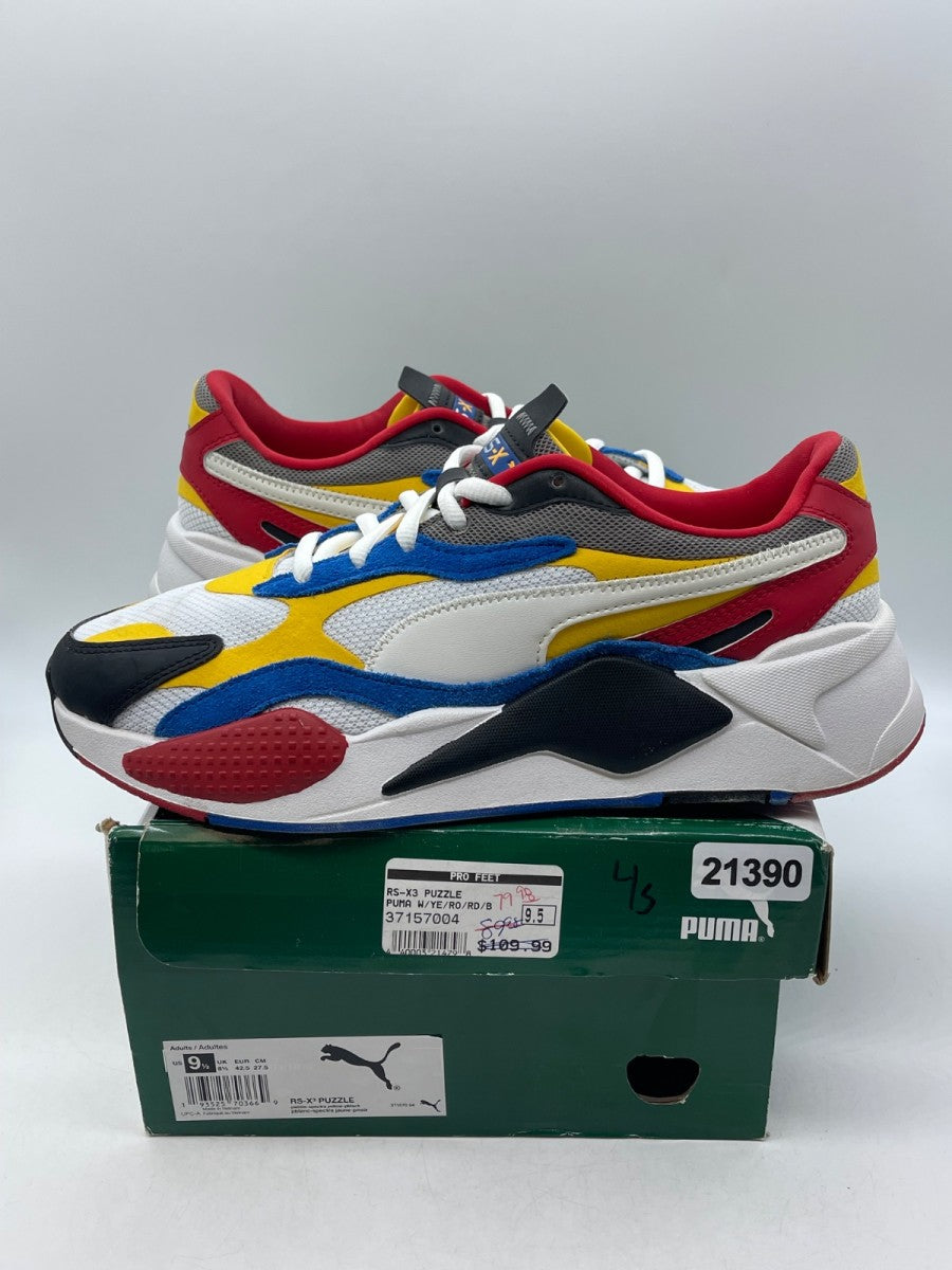 Puma RS-X3 Puzzle White Yellow 9.5 (Moderately Worn Pre-Owned)PumaPuma White/Spectra Yellow - Image 1