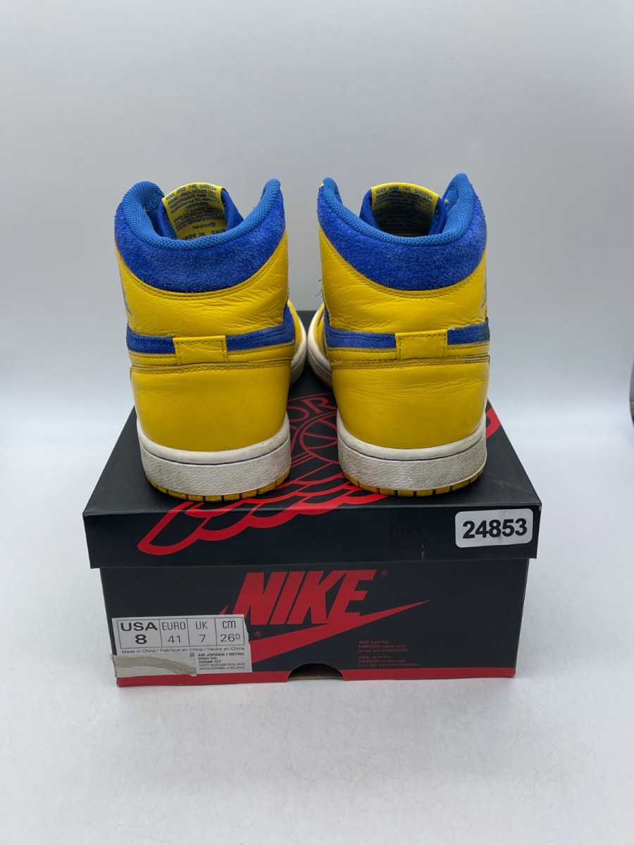 Jordan 1 Retro High OG Laney 8 (Moderately Worn Pre-Owned)JordanVarsity Maize/Game Royal-White - Image 3