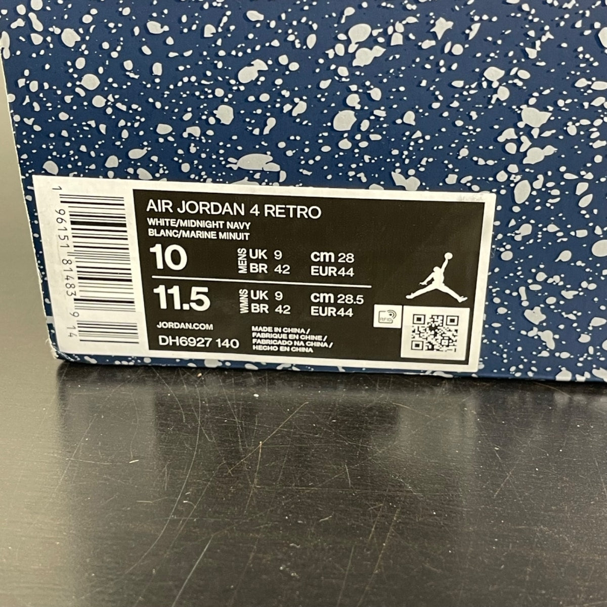 Jordan 4 Retro Midnight Navy 10 (Moderately Worn Pre-Owned)JordanWhite/Midnight Navy/Light Smoke Grey-Fire Red - Image 7
