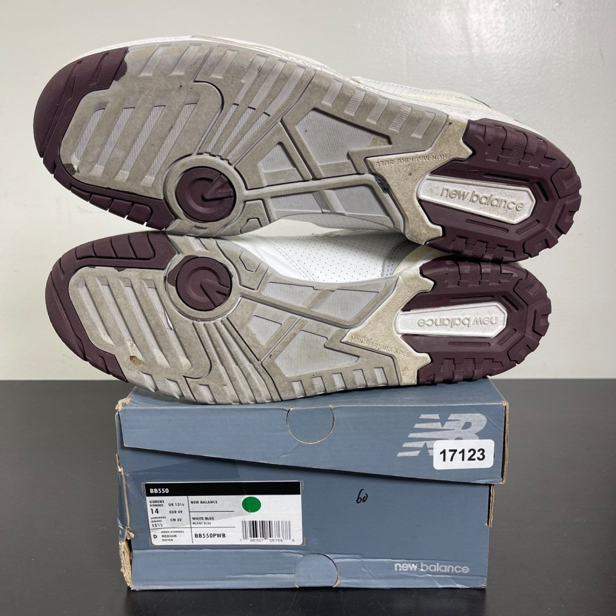 New Balance 550 White Natural Indigo Burgundy 14 (Moderately Worn Pre-Owned)New Balance - Image 5