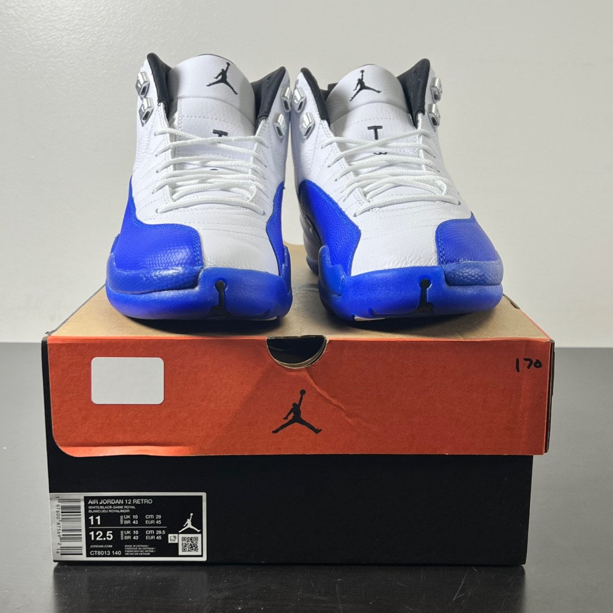 Jordan 12 Retro Blueberry 11 (Lightly Worn Pre-Owned)JordanWhite/Black-Game Royal - Image 2