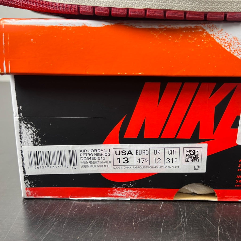 Jordan 1 Retro High OG Chicago Lost and Found 13 (Lightly Worn Pre-Owned)JordanVarsity Red/Black-Sail-Muslin - Image 4