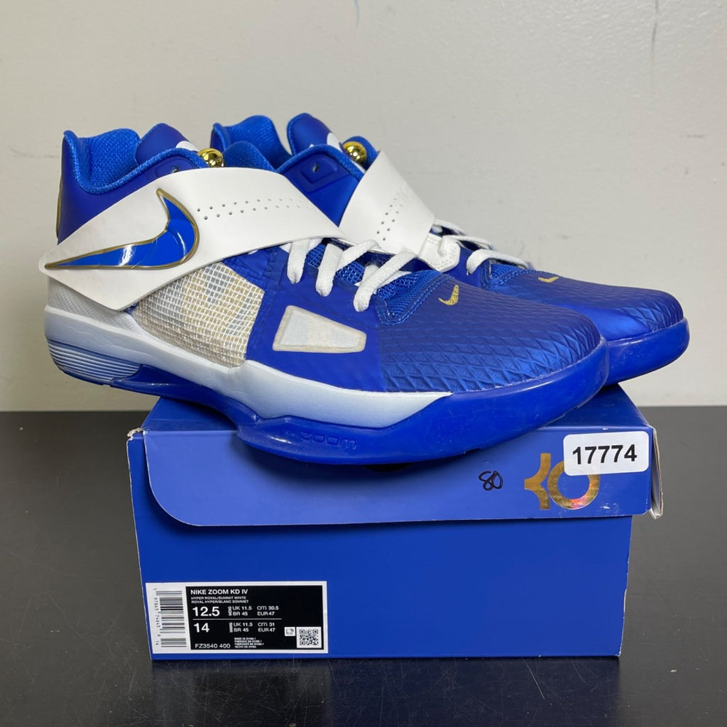 Nike KD 4 MVP 12.5 (VNDS Pre-Owned)NikeHyper Royal/Summit White/Metallic Gold - Image 1