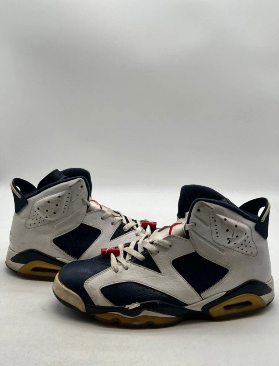 Jordan 6 Retro Olympic London (2012) 11 (Heavily Worn Pre-Owned)JordanWhite/Midnight Navy-Varsity Red - Image 1
