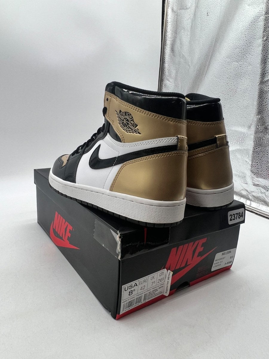 Jordan 1 Retro High NRG Patent Gold Toe 8.5 (Lightly Worn Pre-Owned)JordanBlack/Metallic Gold-Summit White - Image 4