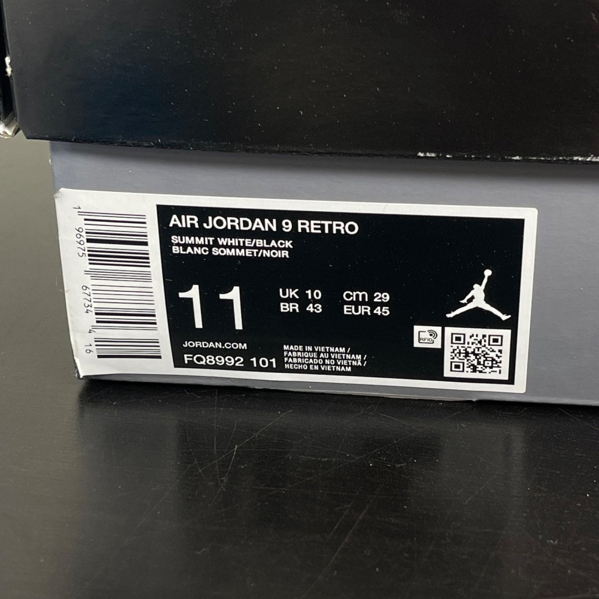 Jordan 9 Retro Powder Blue (2024) 11 (Moderately Worn Pre-Owned)JordanSummit White/Black/Dark Powder Blue - Image 7