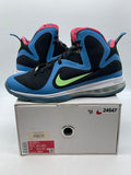 Nike LeBron 9 South Coast 10.5 (Moderately Worn Pre-Owned)NikeBlack/Harbor Blue-Green-Pink - Image 1