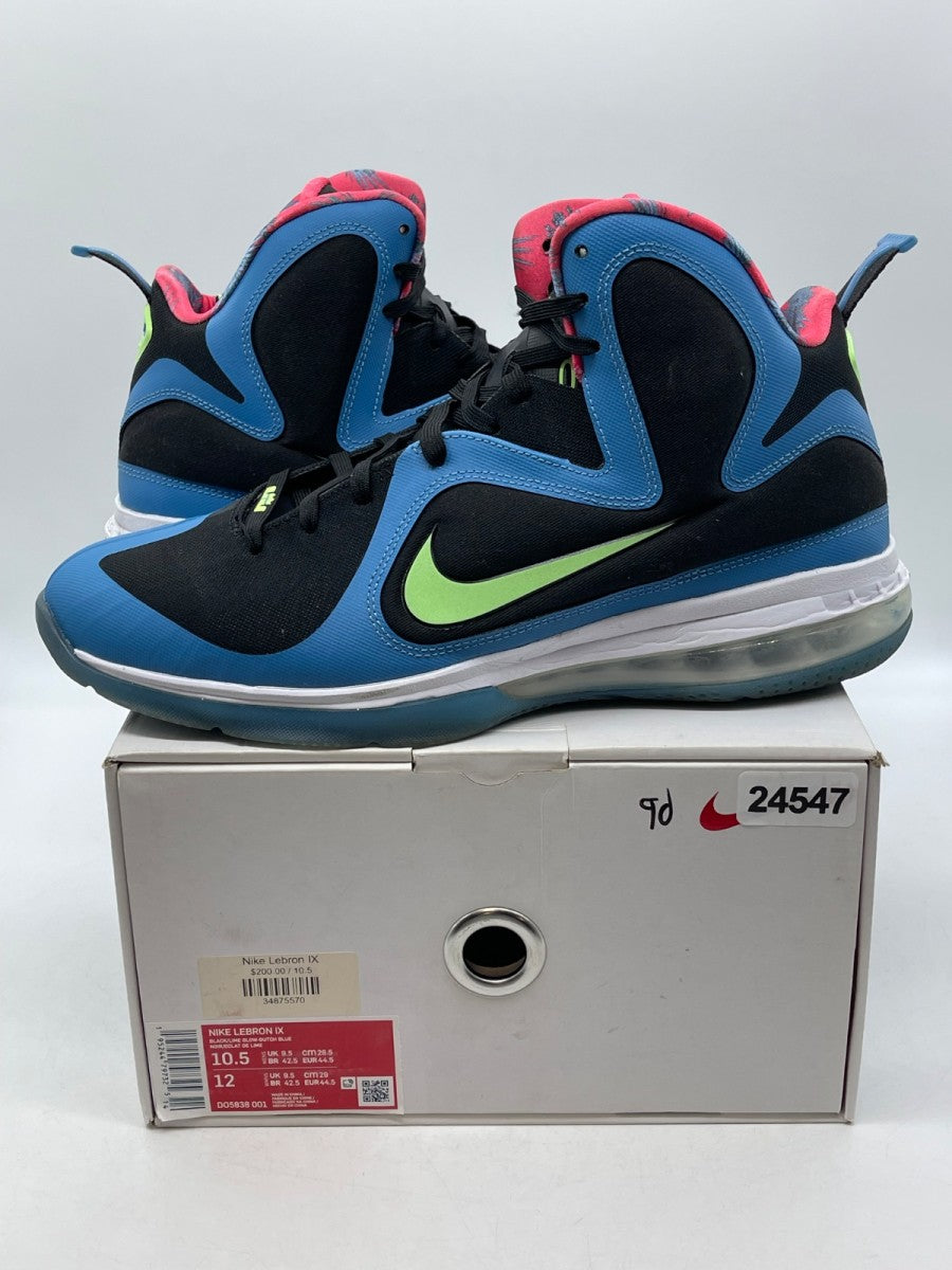 Nike LeBron 9 South Coast 10.5 (Moderately Worn Pre-Owned)NikeBlack/Harbor Blue-Green-Pink - Image 1