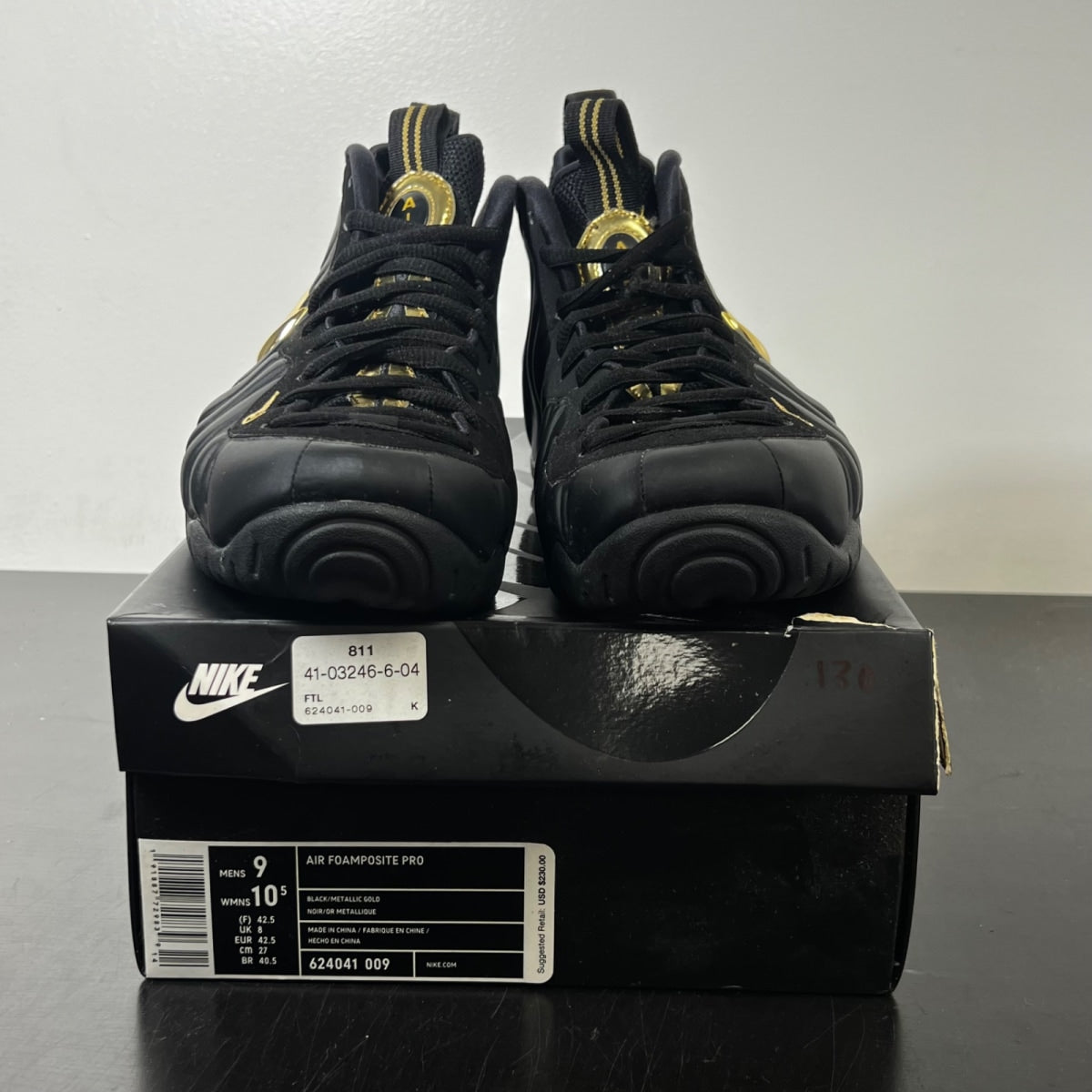 Nike Air Foamposite Pro Black Metallic Gold 9 (Lightly Worn Pre-Owned)NikeBlack/Metallic Gold-Black - Image 2