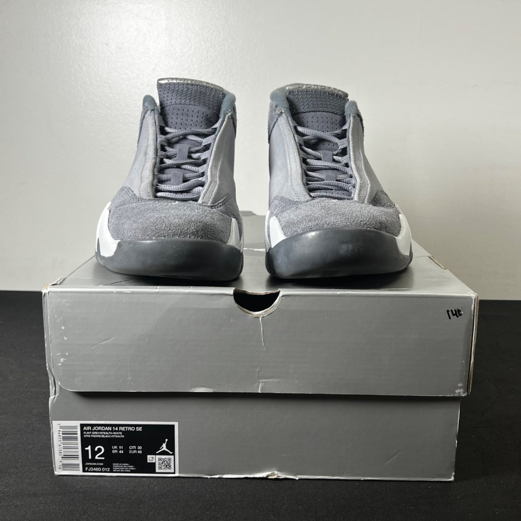 Jordan 14 Retro Flint Grey 12 (Moderately Worn Pre-Owned)JordanFlint Grey/Stealth Grey/White - Image 2