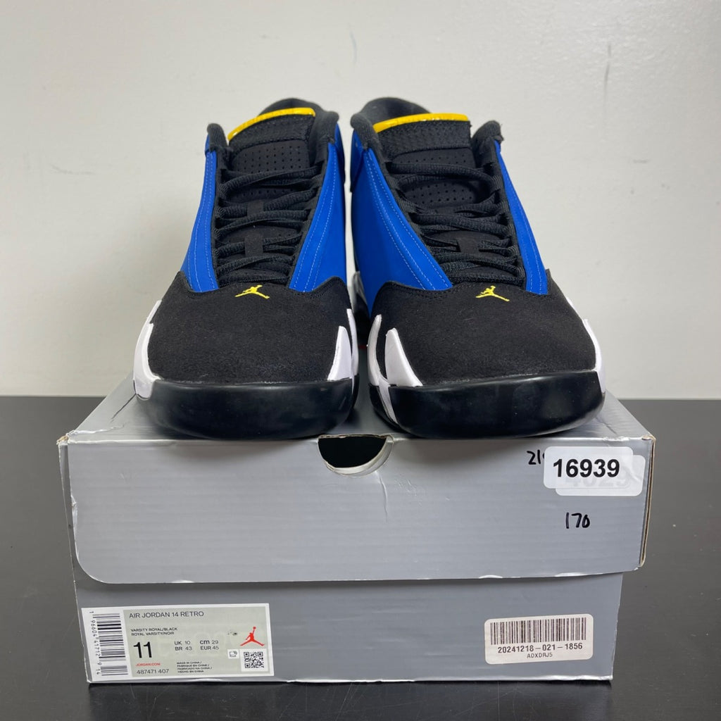 Jordan 14 Retro Laney (2023) 11 (Moderately Worn Pre-Owned)JordanVarsity Royal/Black-Varsity Maize-White - Image 2