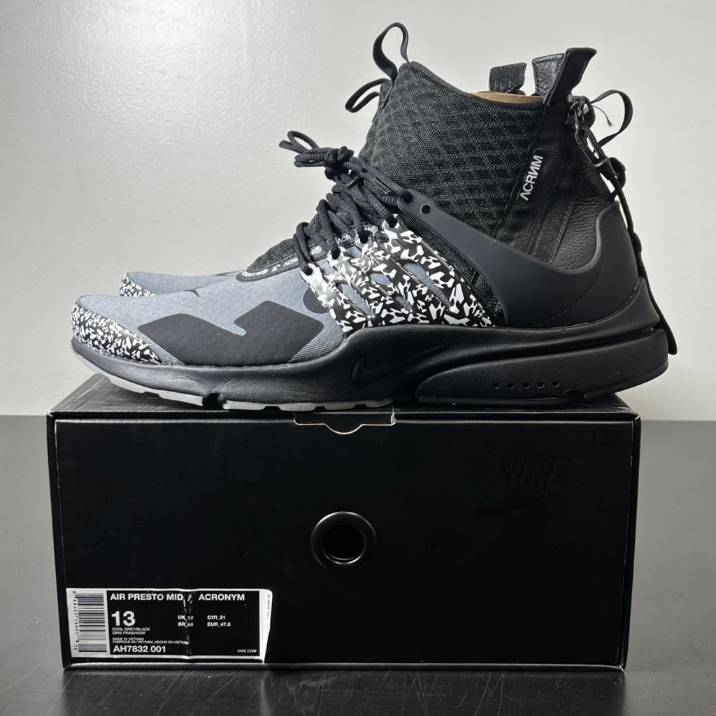 Nike Air Presto Mid Acronym Cool Grey 13 (Lightly Worn Pre-Owned)NikeCool Grey/Black - Image 3