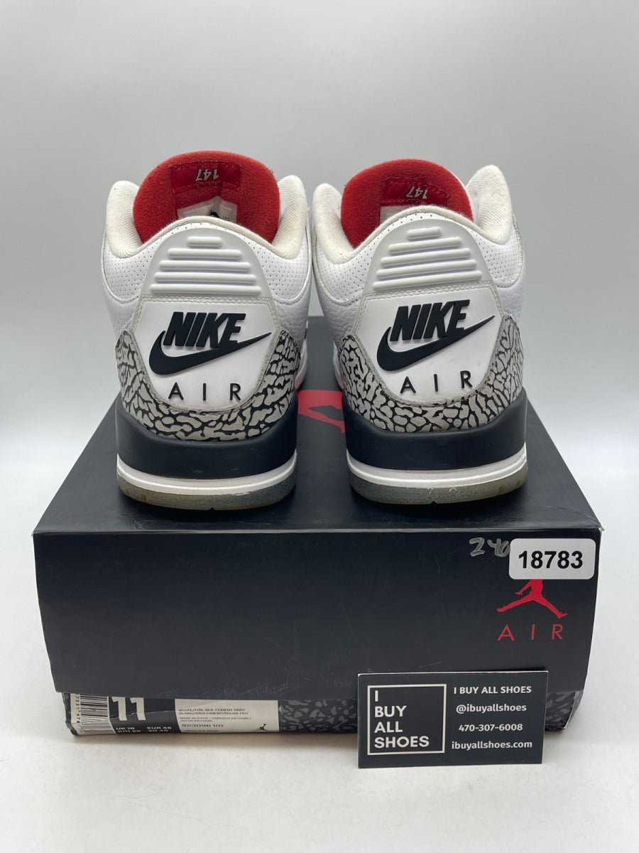Jordan 3 Retro Free Throw Line White Cement 11 (Heavily Worn Pre-Owned) - Image 3