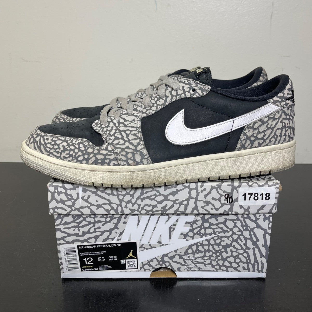 Jordan 1 Retro Low OG Black Cement (Size 12) - Image 3