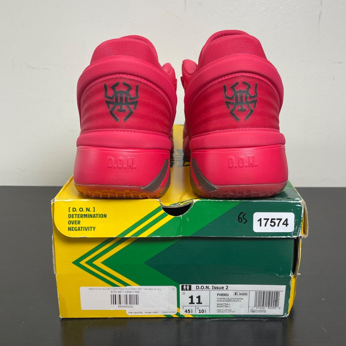 adidas D.O.N. Issue #2 Crayola Power Pink 11 (Moderately Worn Pre-Owned)adidasPower Pink/Core Black/Power Pink - Image 4