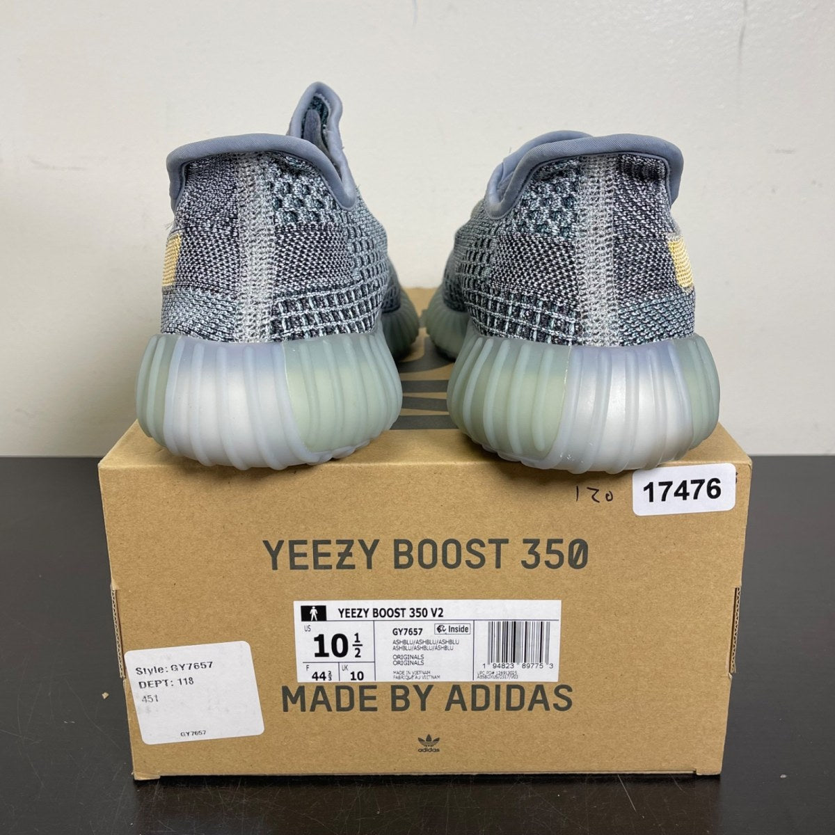 adidas Yeezy Boost 350 V2 Ash Blue 10.5 (Moderately Worn Pre-Owned)adidasAsh Blue/Ash Blue/Ash Blue - Image 4
