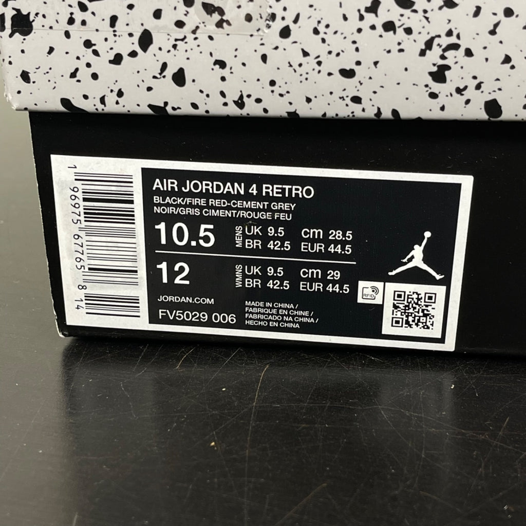 Jordan 4 Retro Bred Reimagined 10.5 (Moderately Worn Pre-Owned)JordanBlack/Cement Grey/Varsity Red/Summit White - Image 7
