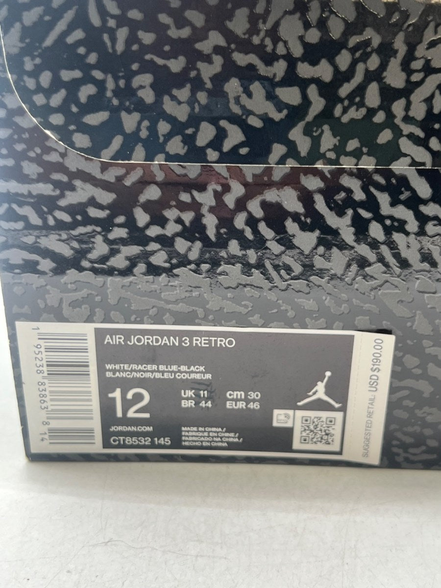 Jordan 3 Retro Racer Blue 12 (Moderately Worn Pre-Owned) - Image 7