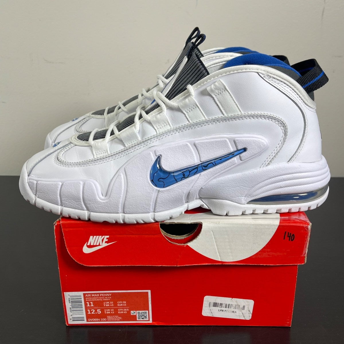 Nike Air Max Penny 1 Home (2022) 11 (Moderately Worn Pre-Owned)NikeWhite/Varsity Royal-Black - Image 3