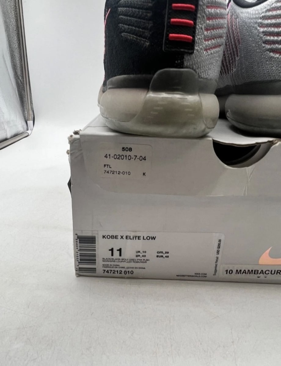 Nike Kobe 10 Elite Mambacurial 11 (Moderately Worn Pre-Owned)NikeBlack/Black-Wolf Grey-Pink Flash - Image 6