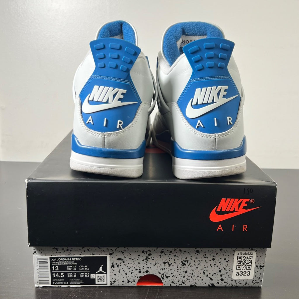 Jordan 4 Retro Military Blue (2024) 13 (Lightly Worn Pre-Owned)JordanOff-White/Military Blue/Neutral Grey - Image 4