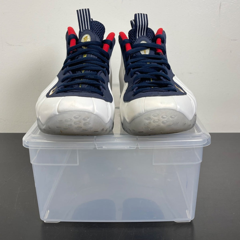 Nike Air Foamposite One Olympic 10 (Moderately Worn Pre-Owned)NikeObsidian/University Red-Metallic Gold-White - Image 2